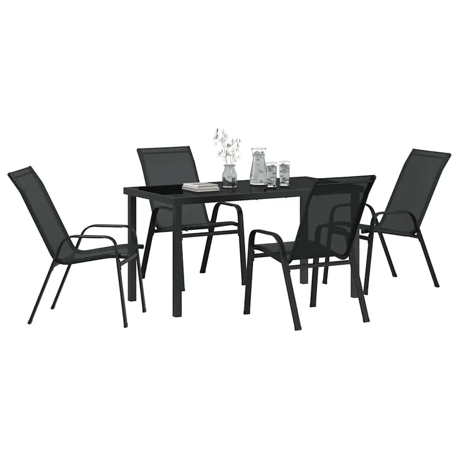 Ensemble de salle à manger pour jardin 5 pcs Noir - 3