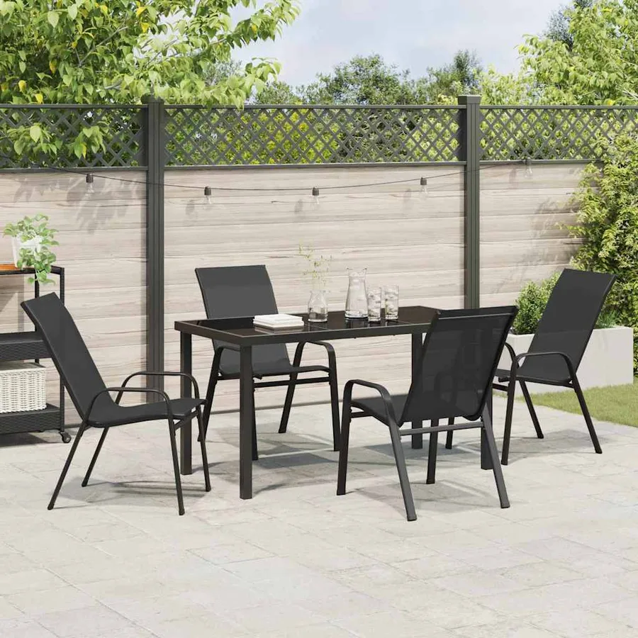 Ensemble de salle à manger pour jardin 5 pcs Noir - 4