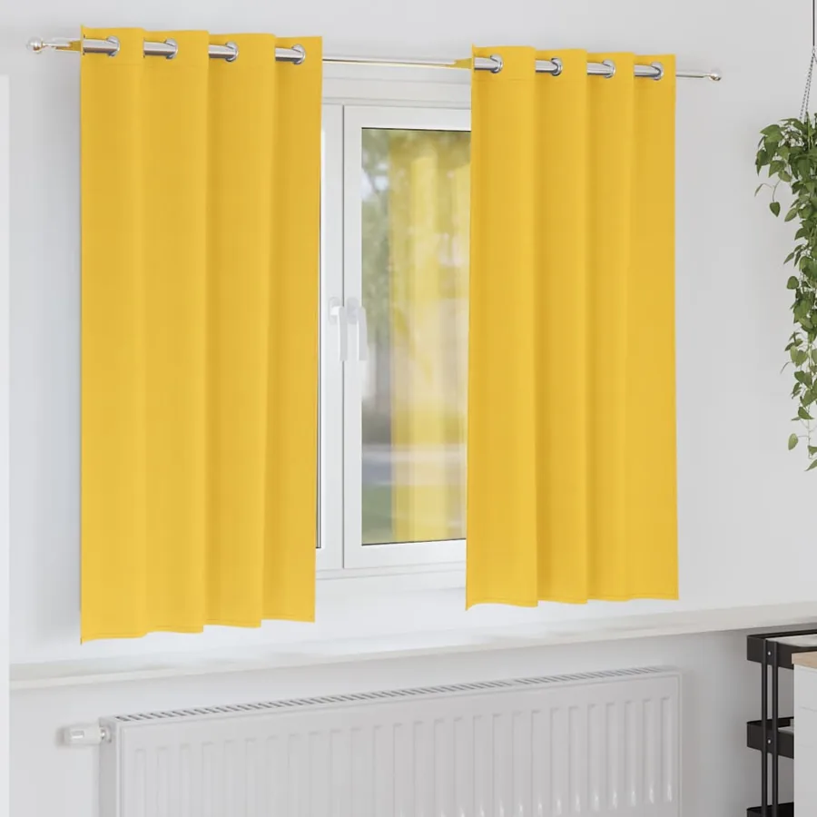 Rideaux occultants avec anneaux 2 pcs Jaune moutarde