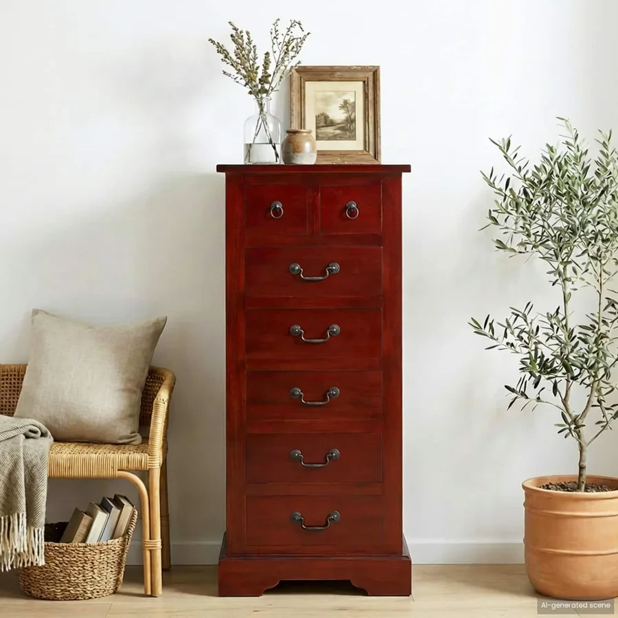 Commode Marron 45 x 35 x 100,5 cm Bois de Mahogany Massif