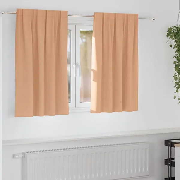 Rideaux occultants avec anneaux 2 pcs Marron Clair 140 x 140 cm
