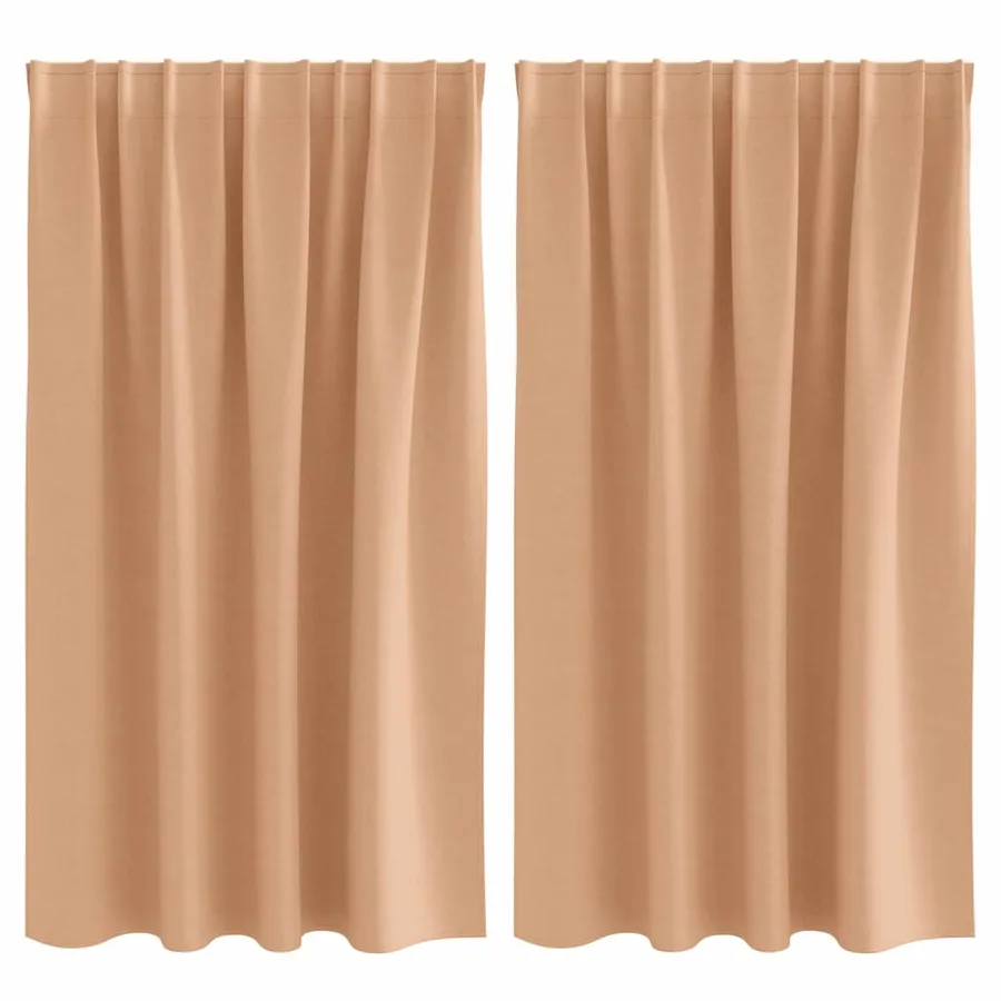 Rideaux occultants avec anneaux 2 pcs Marron Clair 140 x 140 cm - 2