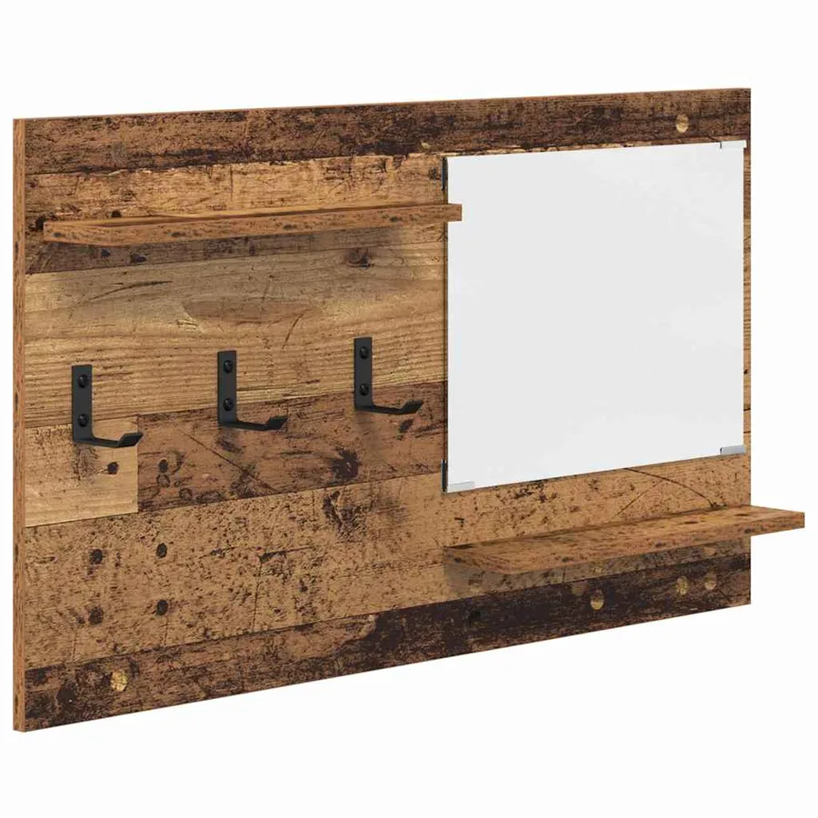 Porte-manteau mural avec étagère Bois ancien 90 x 10 x 50 cm - 2