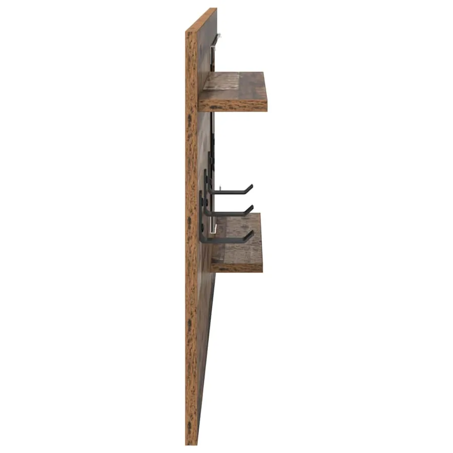 Porte-manteau mural avec étagère Bois ancien 90 x 10 x 50 cm - 6