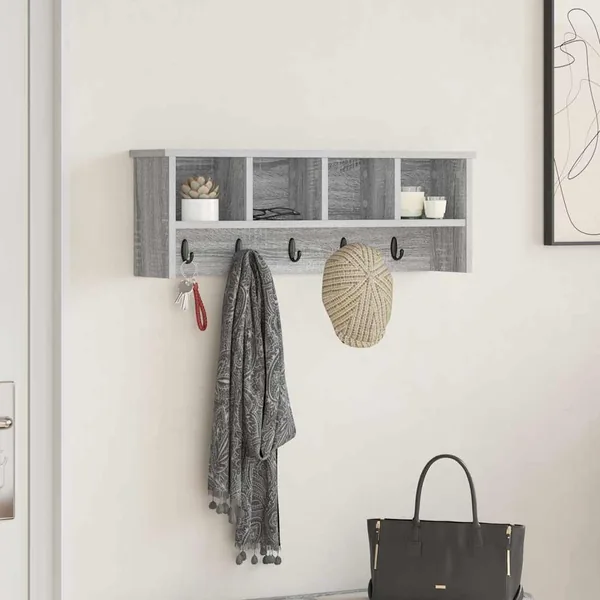 Porte-manteau mural avec étagère Gris Sonoma 75 x 16 x 26 cm