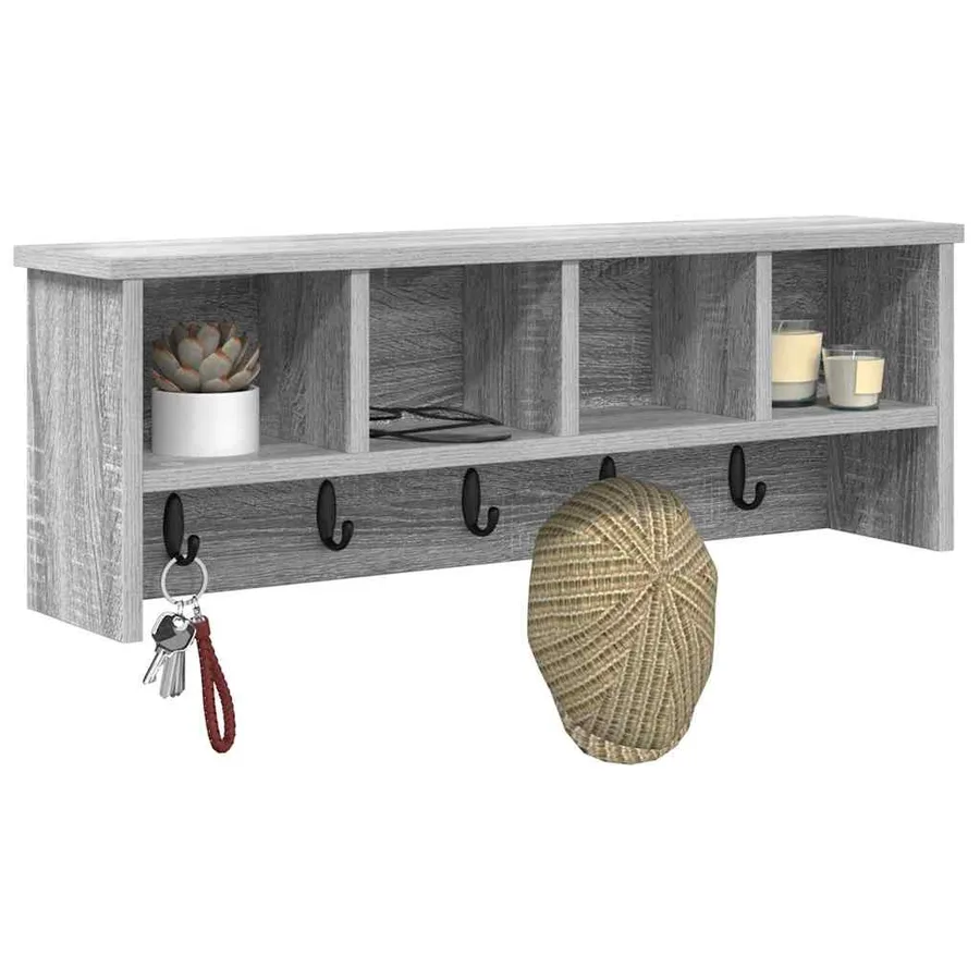 Porte-manteau mural avec étagère Gris Sonoma 75 x 16 x 26 cm - 3