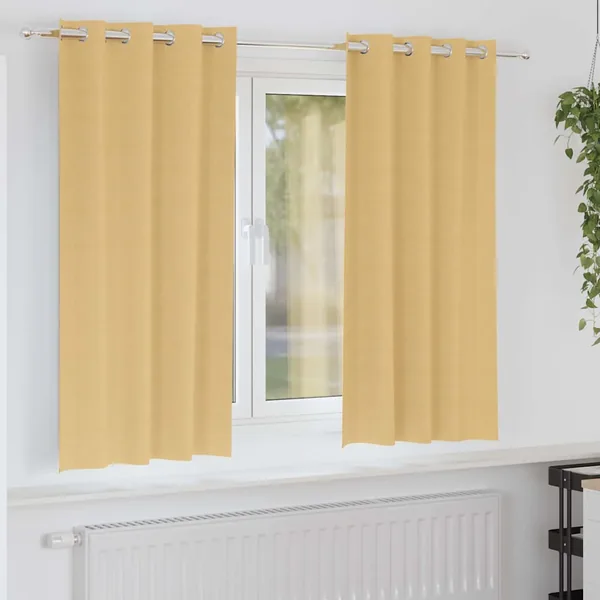 Rideaux occultants avec anneaux 2 pcs Beige 175 x 140 cm