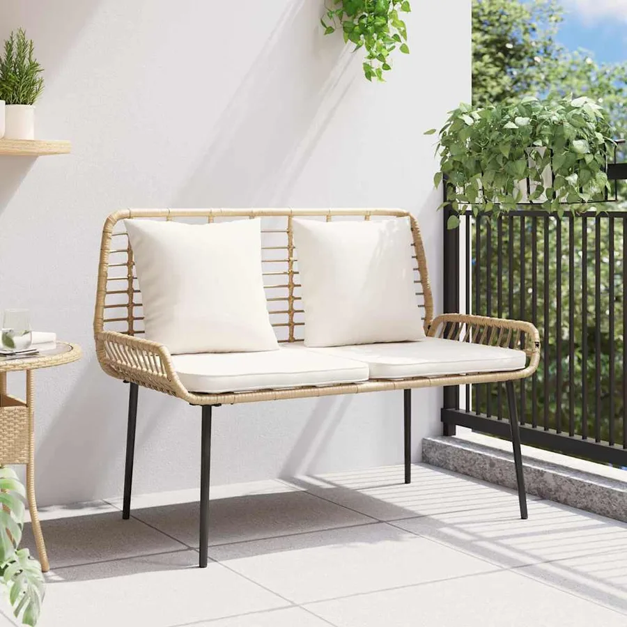 Banc de jardin Marron et Crème polyrotin - 3