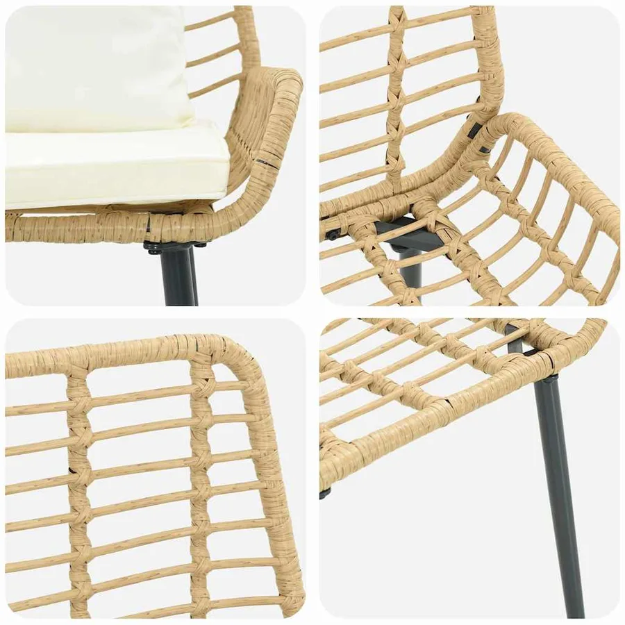 Banc de jardin Marron et Crème polyrotin - 8