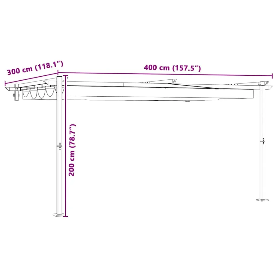 Pavillon 400 x 300 x 200 cm Anthracite Polyester - 11