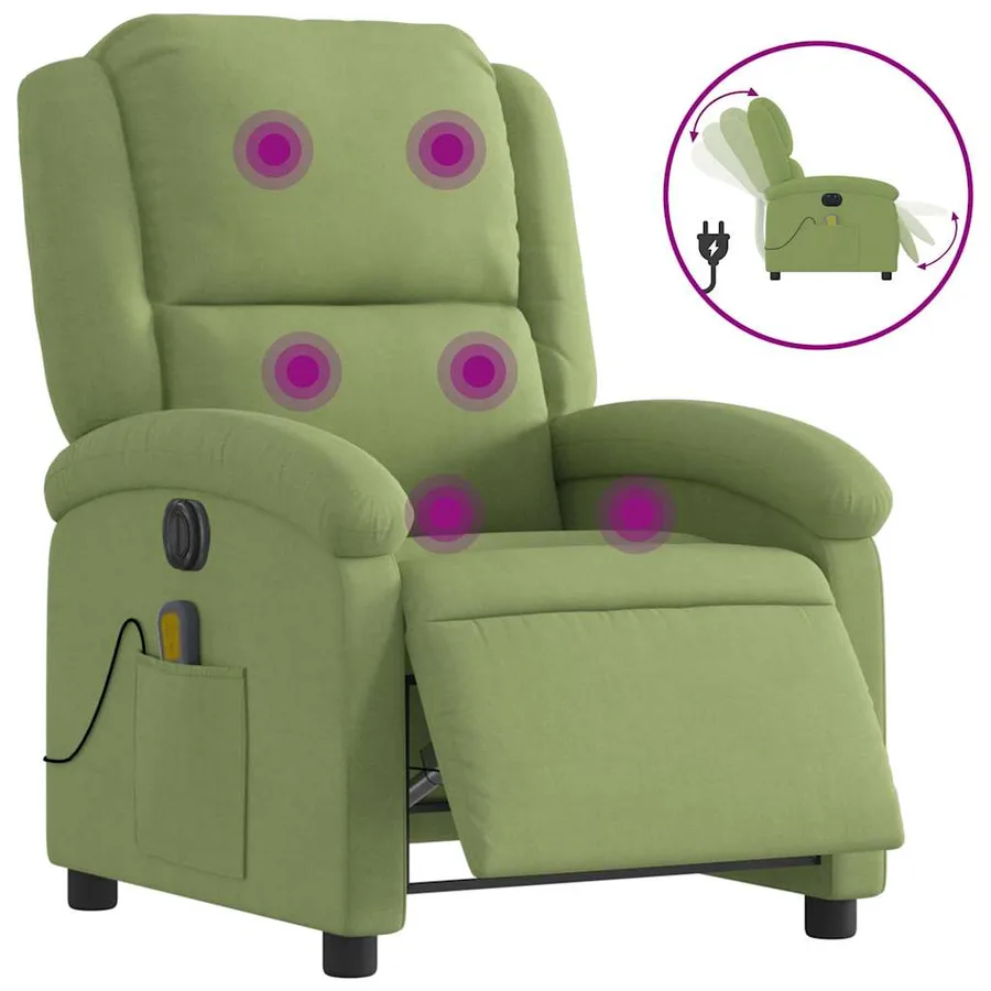 Fauteuil inclinable de massage électrique vert clair velours - 2