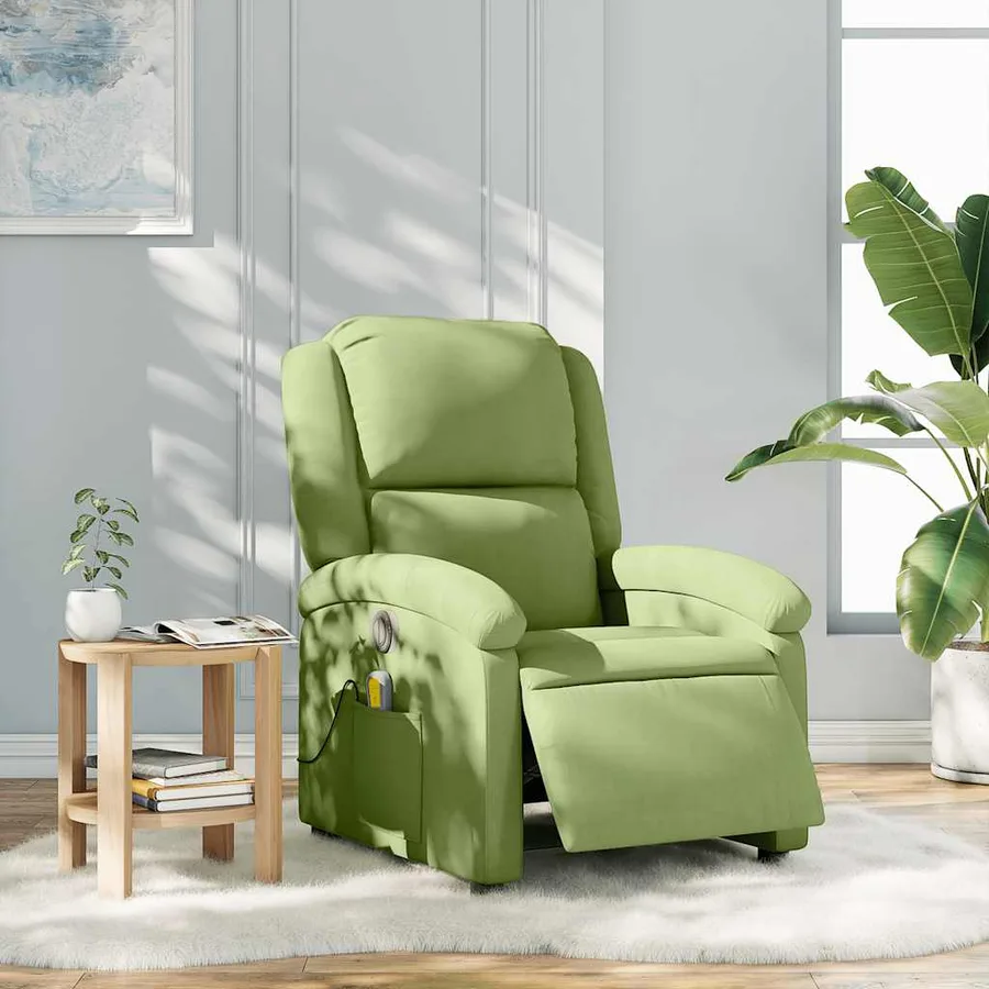 Fauteuil inclinable de massage électrique vert clair velours - 3