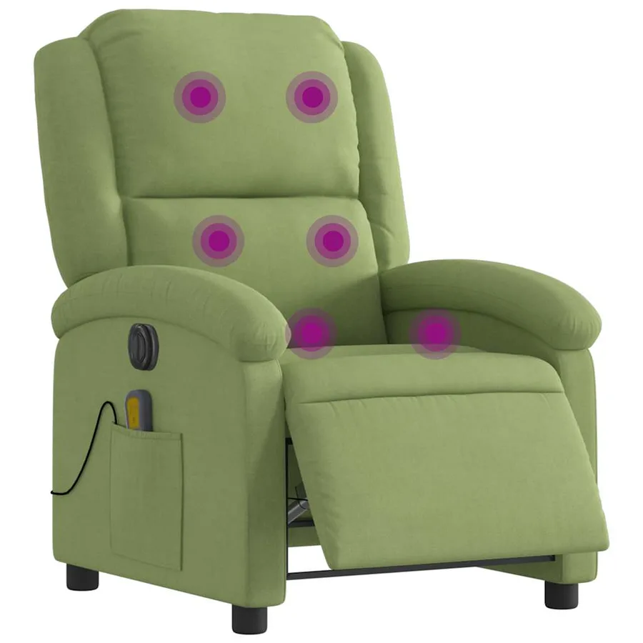 Fauteuil inclinable de massage électrique vert clair velours - 4