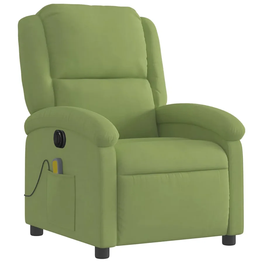 Fauteuil inclinable de massage électrique vert clair velours - 6