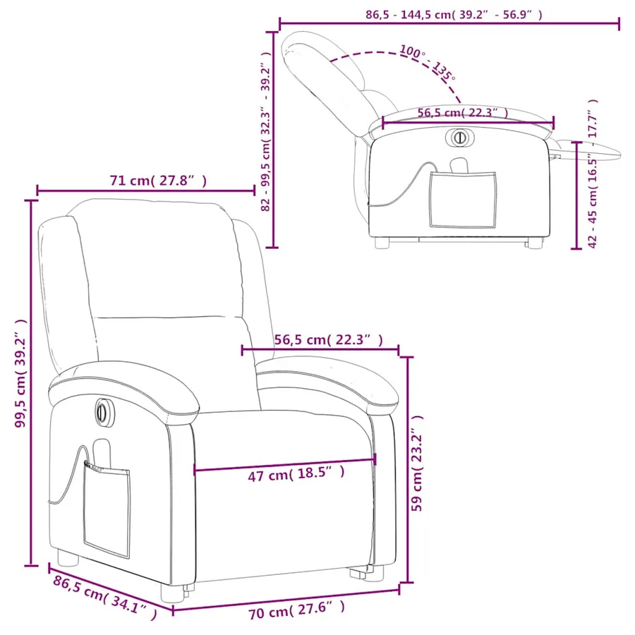 Fauteuil inclinable de massage électrique vert clair velours - 17