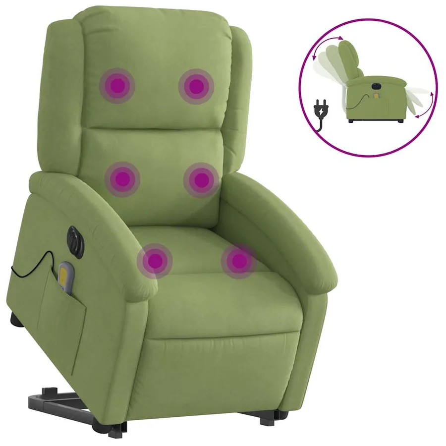 Fauteuil inclinable de massage électrique vert clair velours - 2