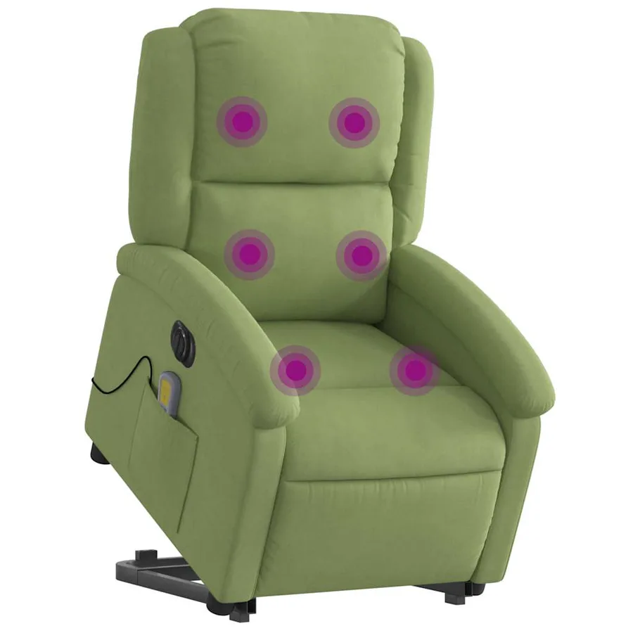 Fauteuil inclinable de massage électrique vert clair velours - 3
