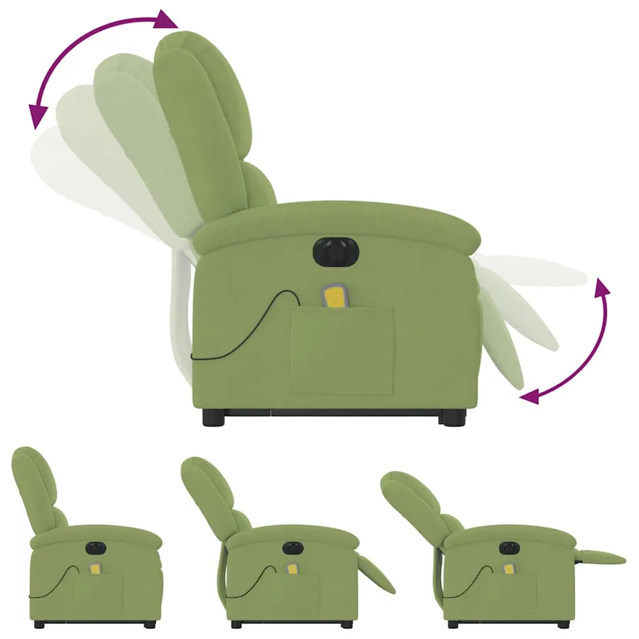 Fauteuil inclinable de massage électrique vert clair velours - 7