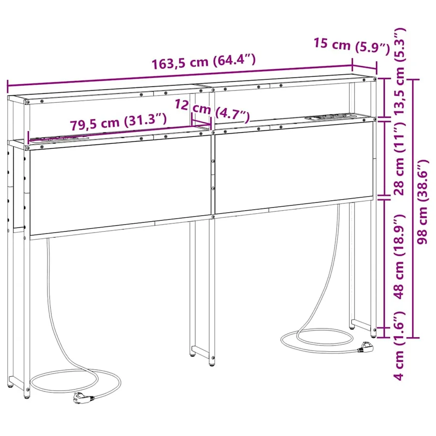 Tête de lit de rangement Chêne marron Bois d'ingénierie - 13