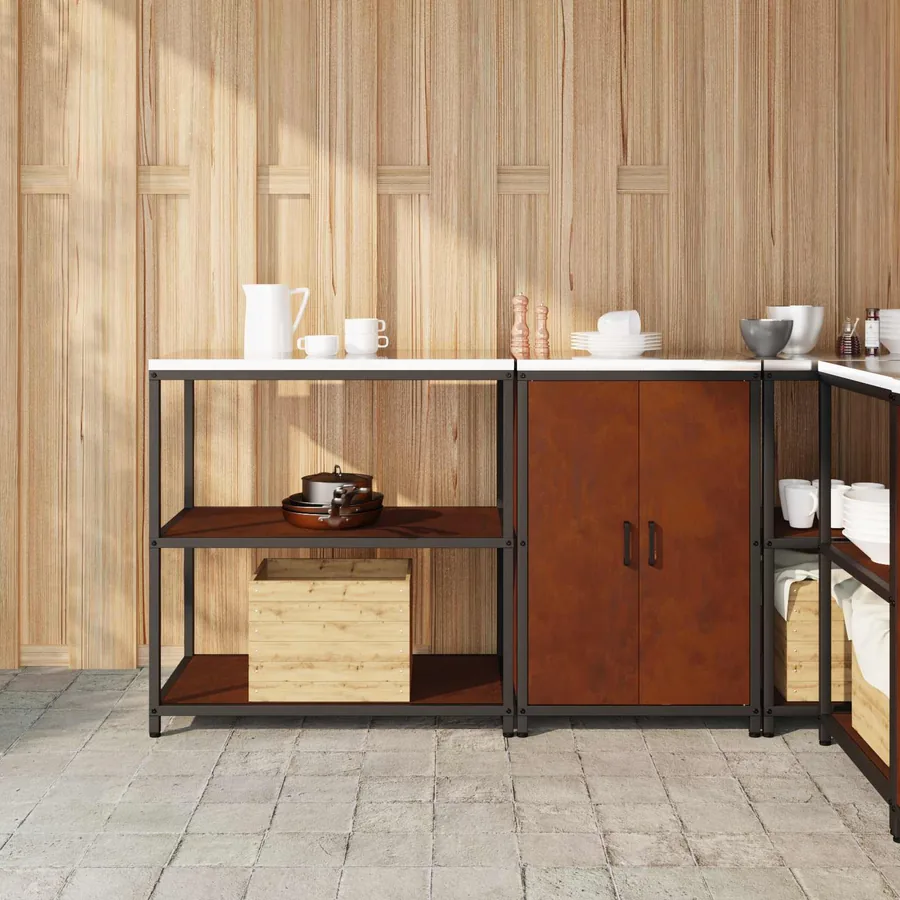 Ensemble de rangement cuisine HATTEM 2 pcs Rouillé Acier
