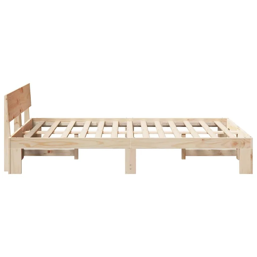 Cadre de lit avec tête de lit Naturel 135 x 190 cm Pin massif - 6