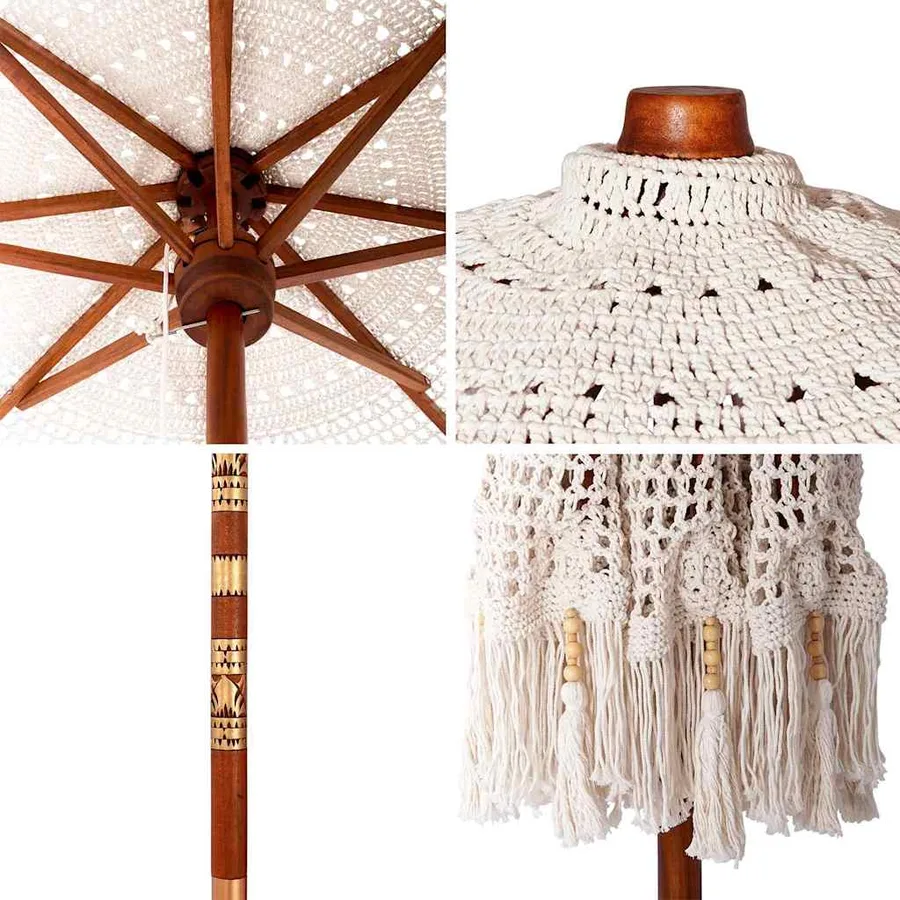 Parasol Macramé Crème 252.5 x 252.5 x 260 cm - 6