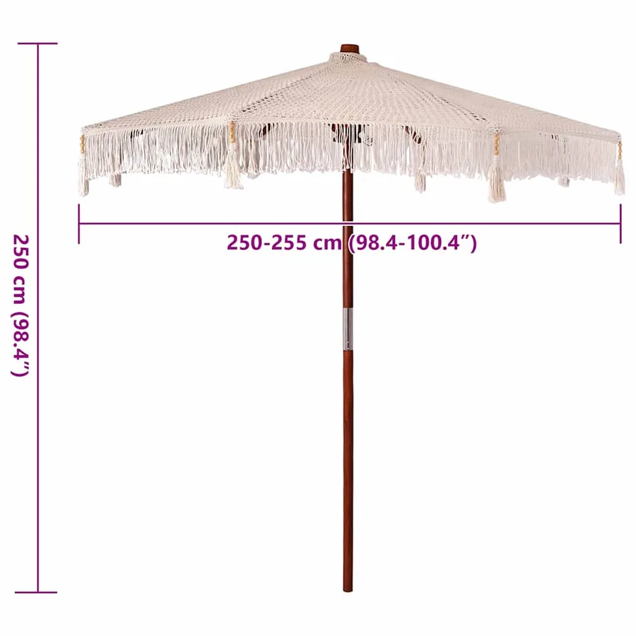 Parasol Macramé Crème 252.5 x 252.5 x 260 cm - 7