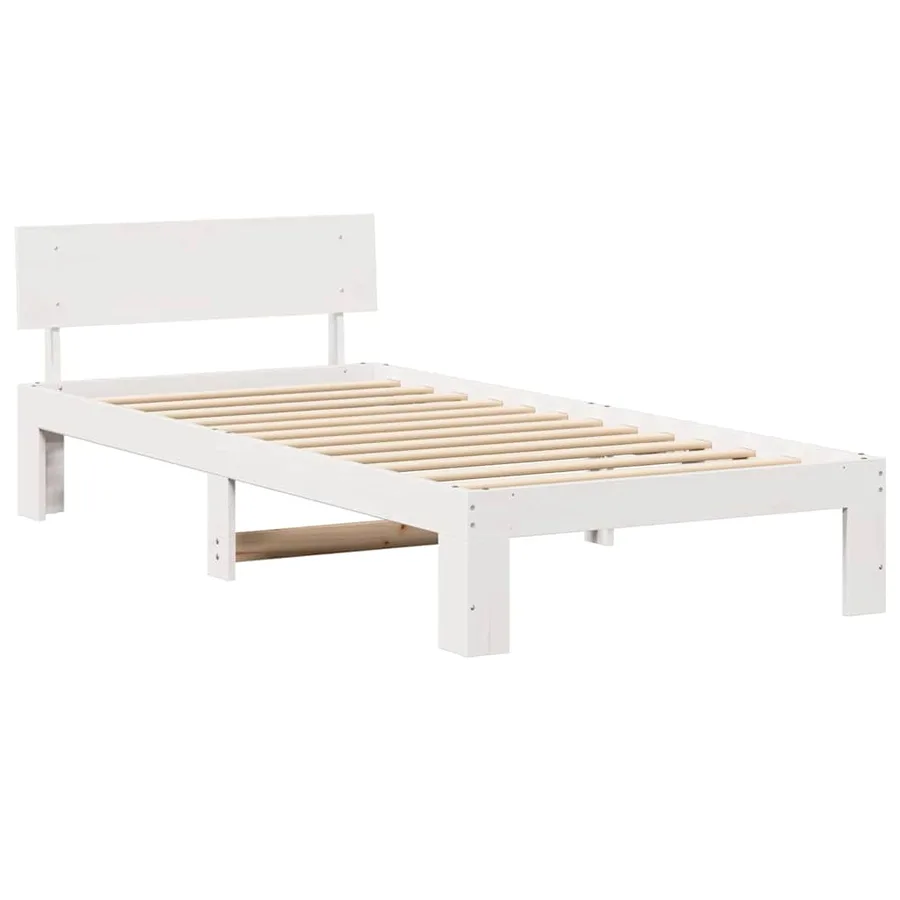 Cadre de lit avec tête de lit Blanc 75 x 190 cm Pin massif - 4