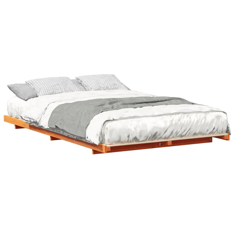 Cadre de lit Brun cire 135 x 190 cm Pin massif - 2