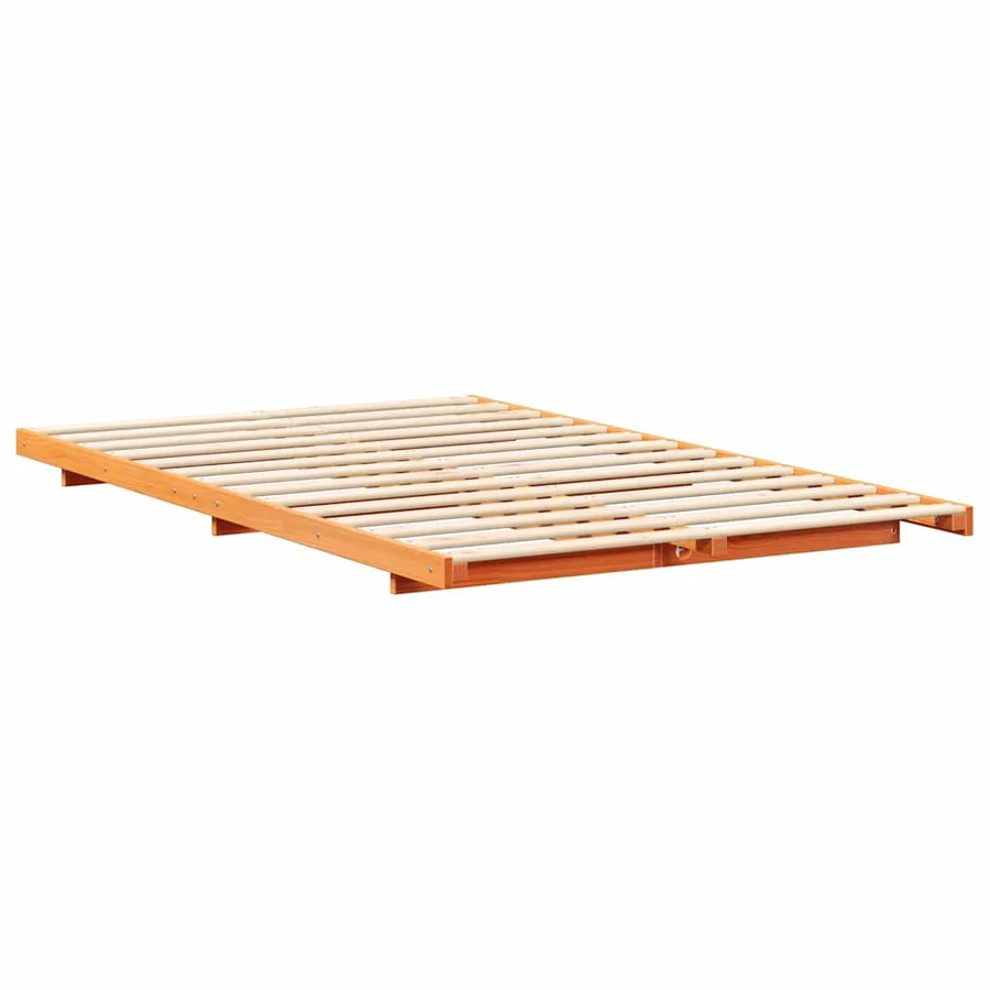 Cadre de lit Brun cire 135 x 190 cm Pin massif - 4