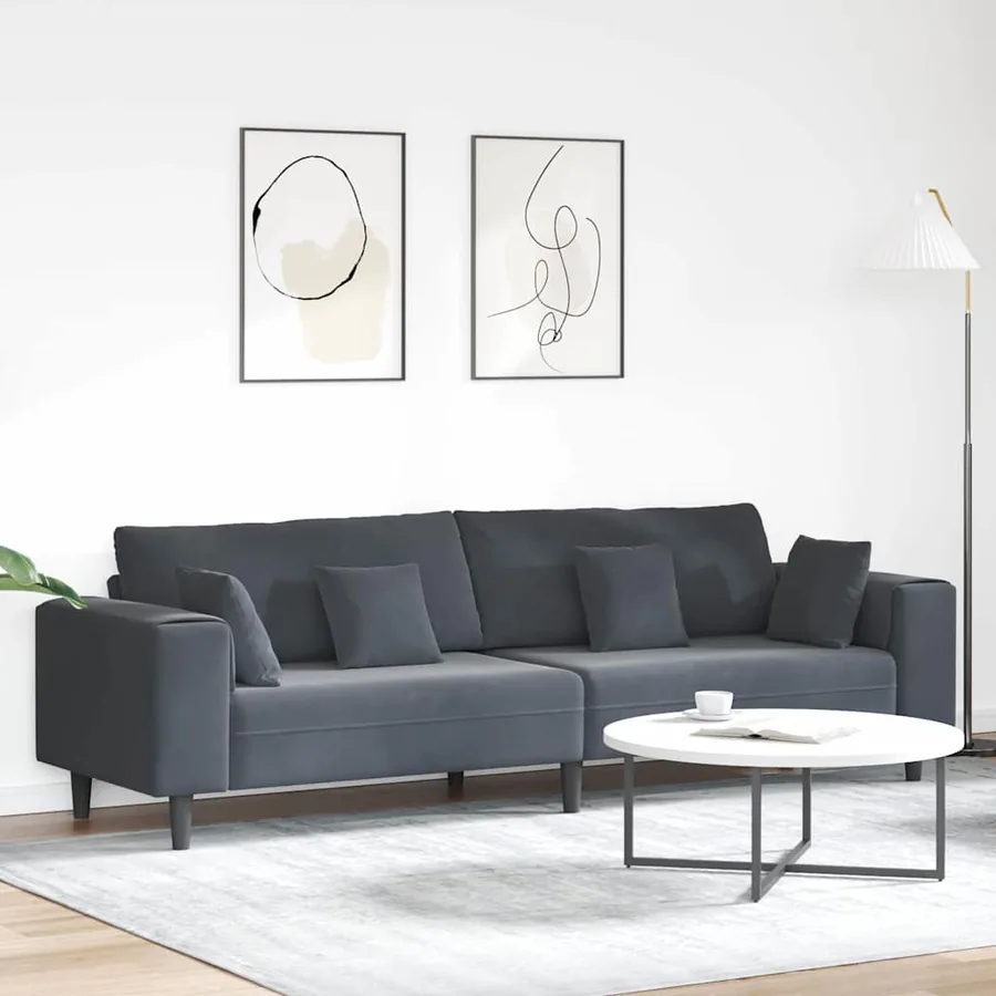 Canapé Gris foncé 250 x 77 x 76 cm Velours