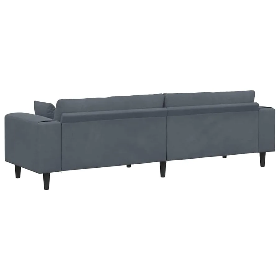 Canapé Gris foncé 250 x 77 x 76 cm Velours - 6