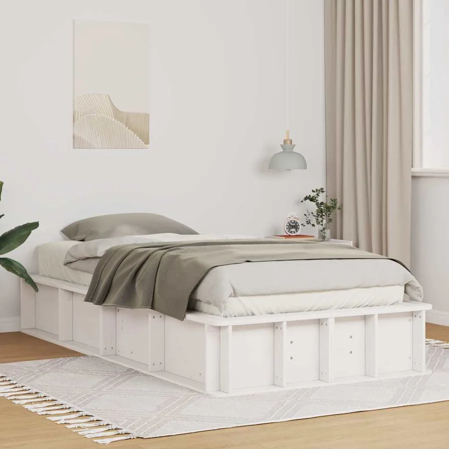 Cadre de lit Blanc 75 x 190 cm Bois de pin massif
