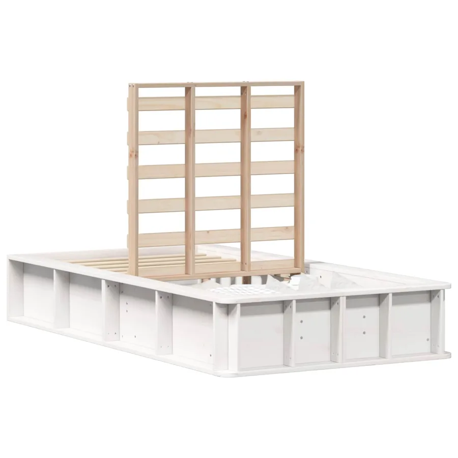 Cadre de lit Blanc 75 x 190 cm Bois de pin massif - 2