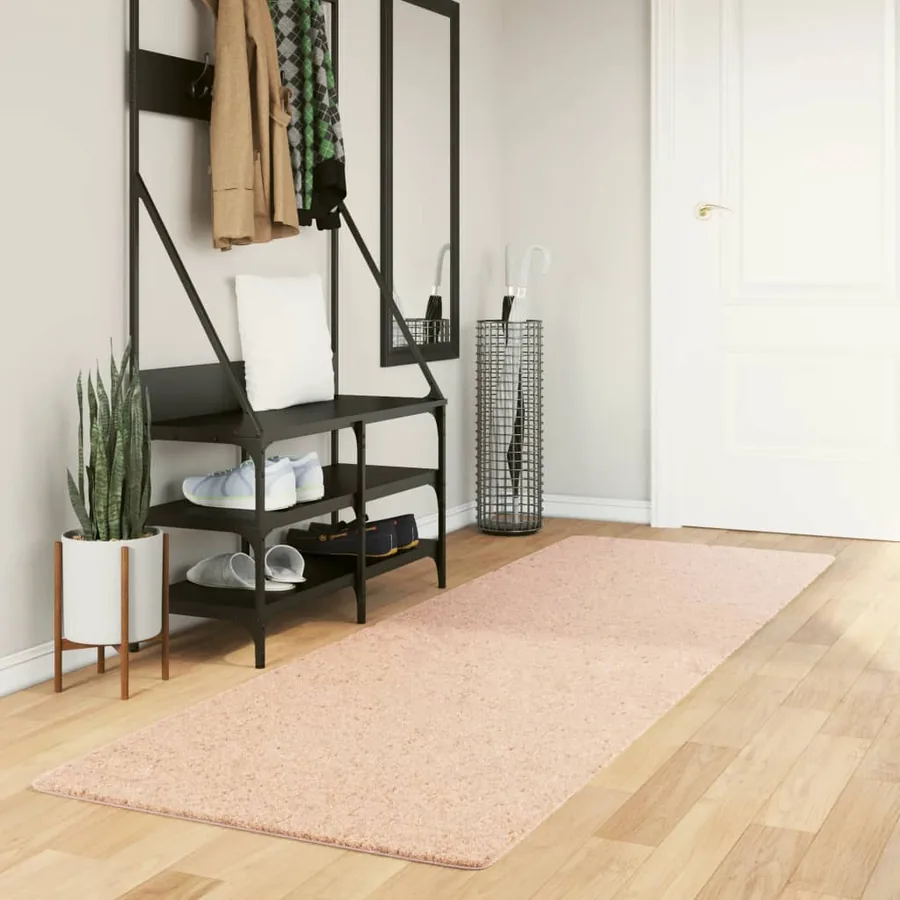 Tapis HUARTE à poils courts doux lavable rouge clair 80x250 cm