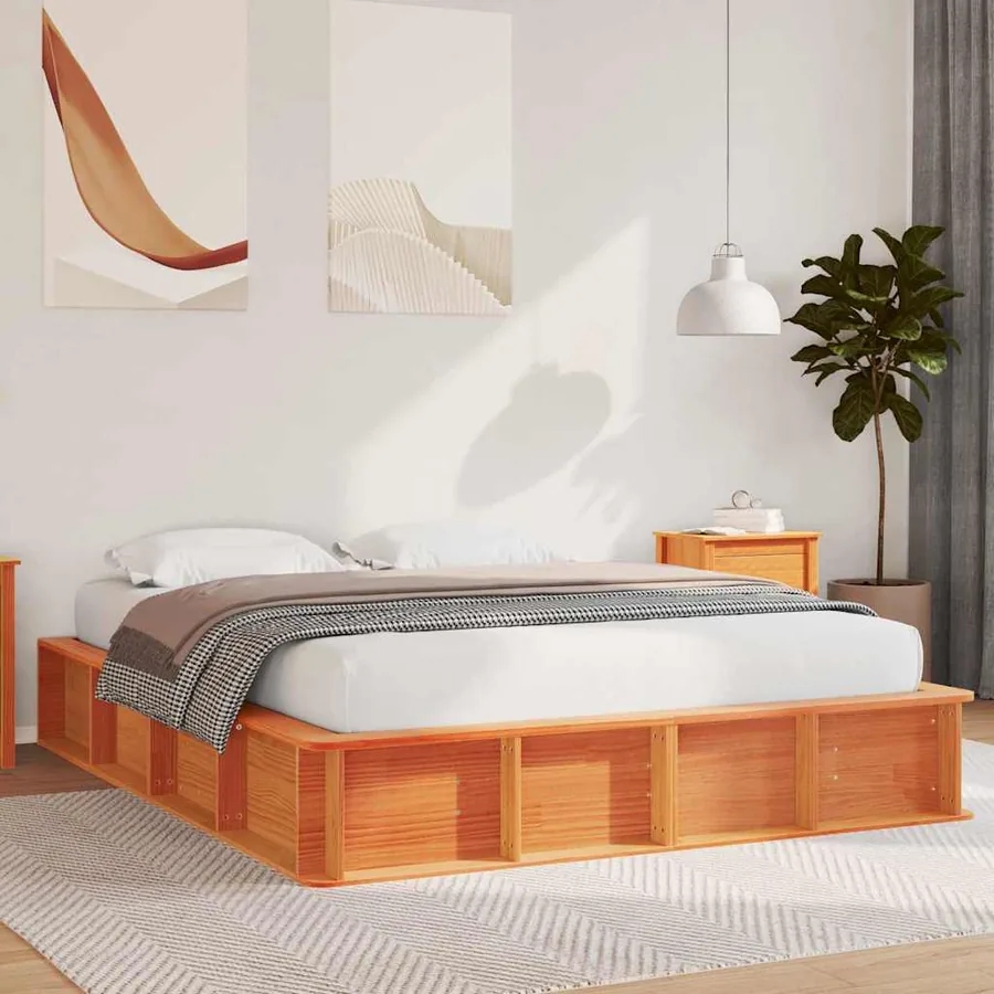 Cadre de lit Cire marron 160 x 200 cm Bois de pin massif