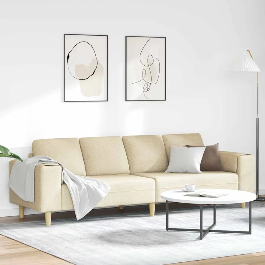 Canapé de salon Crème 250 x 77 x 76 cm Polyester