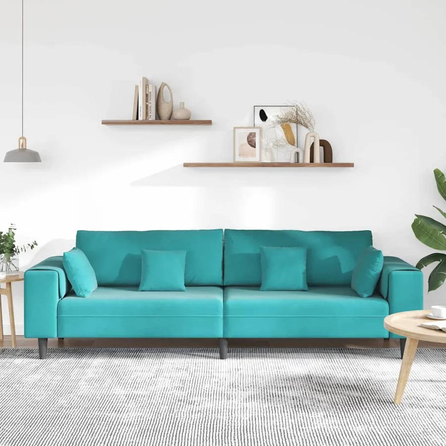 Canapé Turquoise 250 x 77 x 76 cm Velours - 3