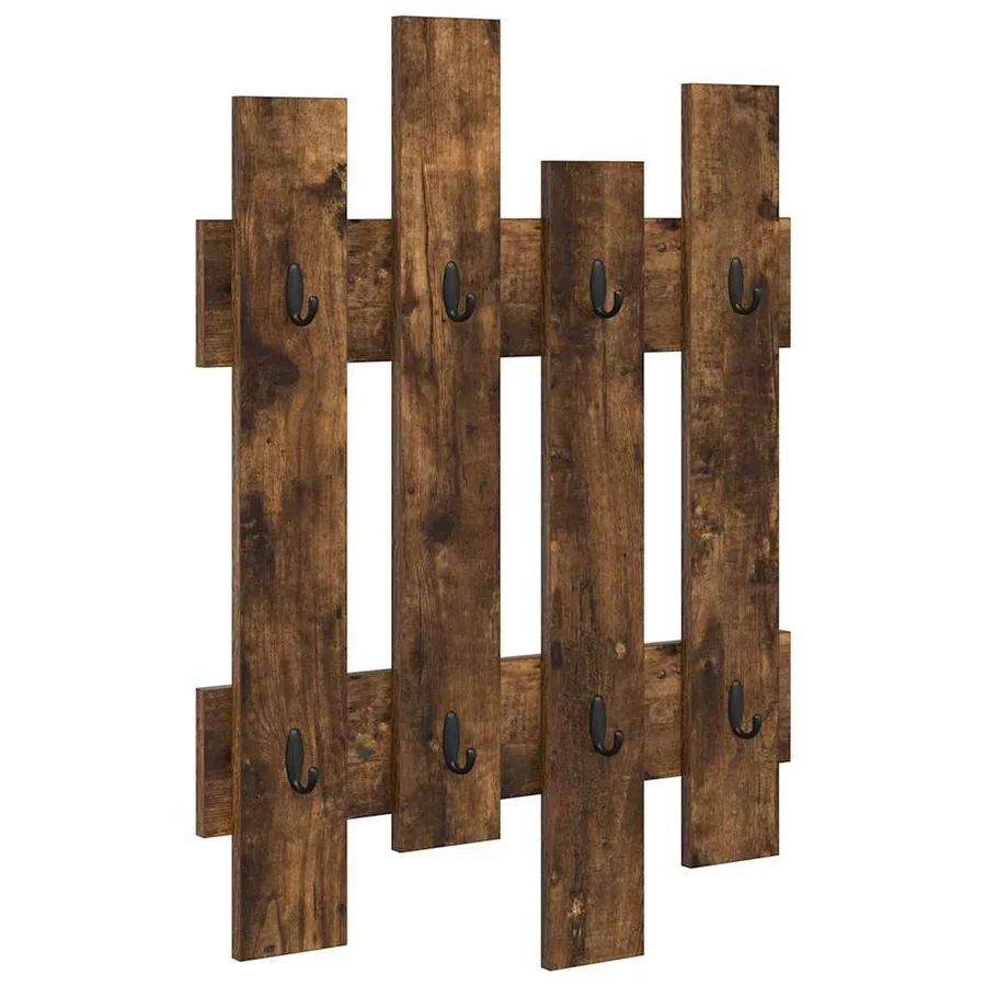 Porte-manteau mural Chêne fumé 60 x 3 x 82 cm Bois d'ingénierie - 2