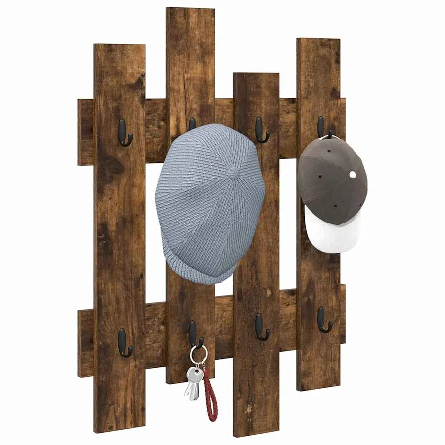 Porte-manteau mural Chêne fumé 60 x 3 x 82 cm Bois d'ingénierie - 3