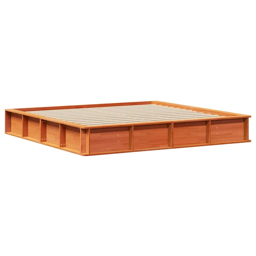 Cadre de lit Cire marron 200 x 200 cm Bois de pin massif - 4