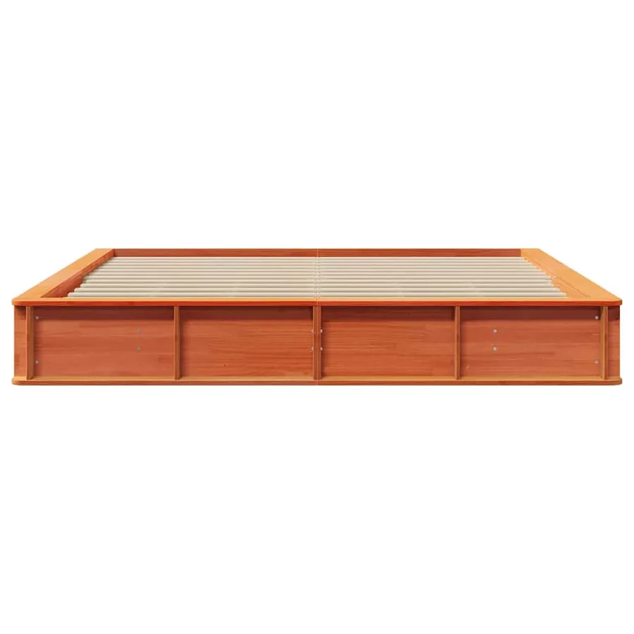 Cadre de lit Cire marron 200 x 200 cm Bois de pin massif - 5