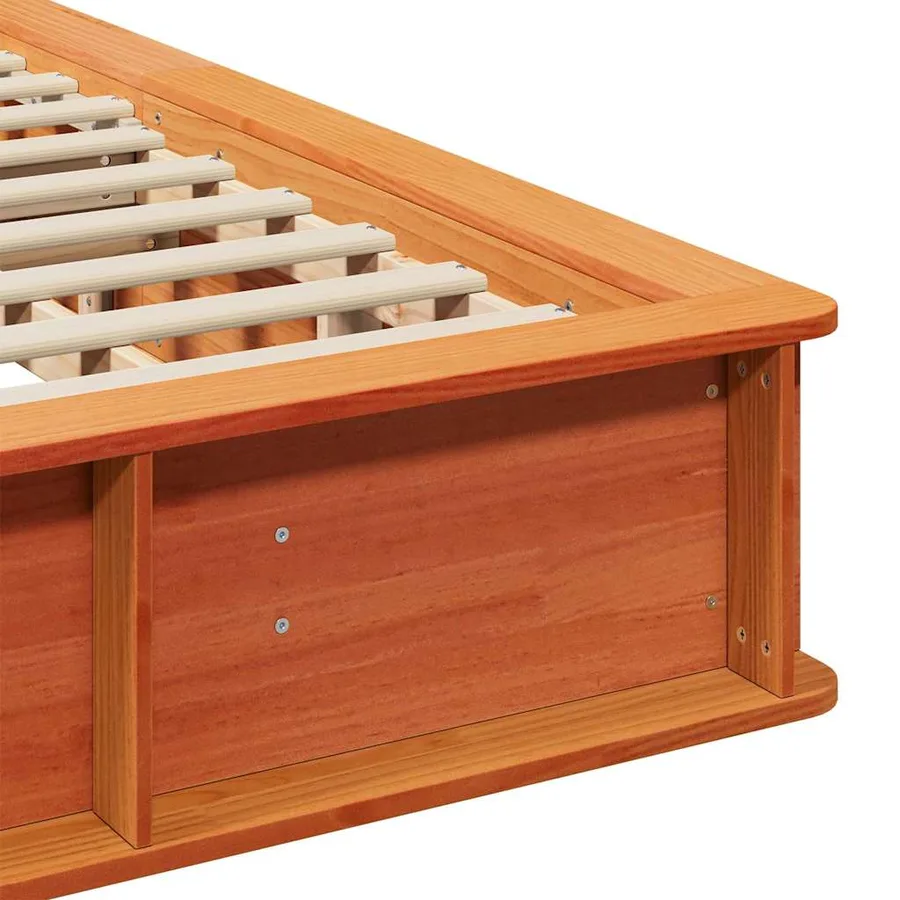 Cadre de lit Cire marron 200 x 200 cm Bois de pin massif - 9