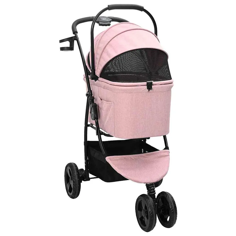 Poussette Pliante pour Animaux Rose 78 x 54 x 101 cm Polyester - 3