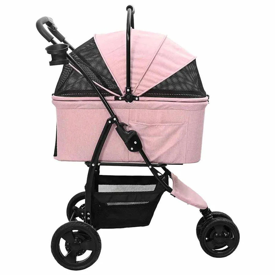 Poussette Pliante pour Animaux Rose 78 x 54 x 101 cm Polyester - 8