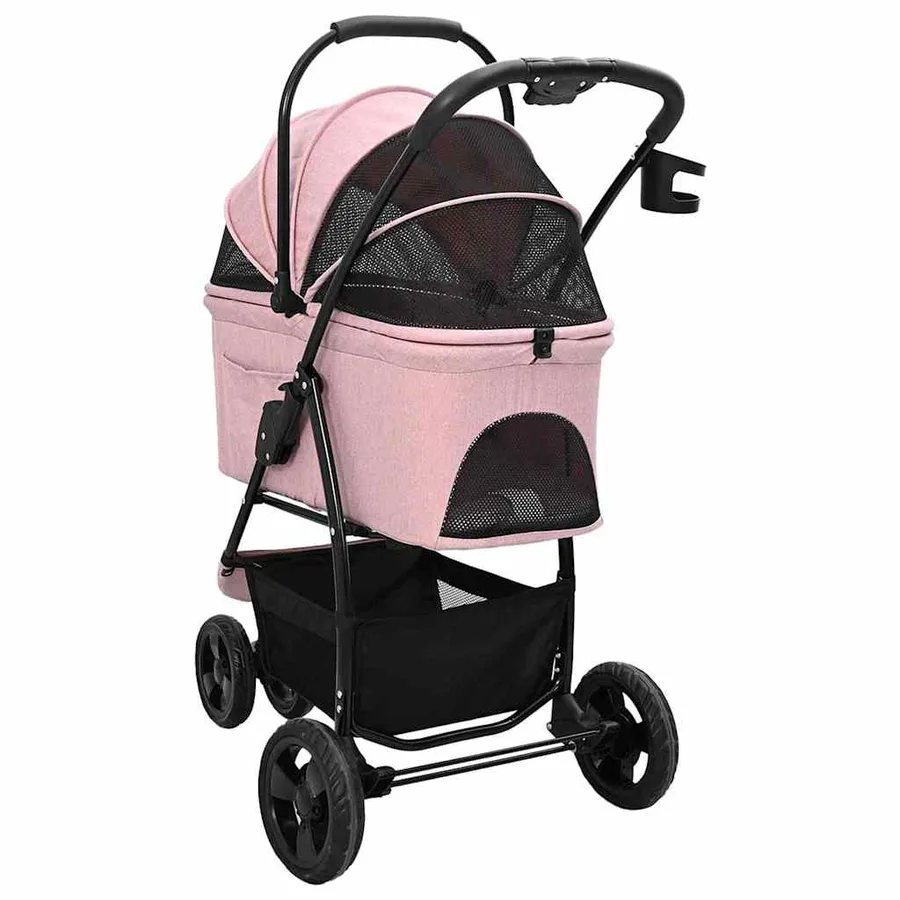 Poussette Pliante pour Animaux Rose 78 x 54 x 101 cm Polyester - 9