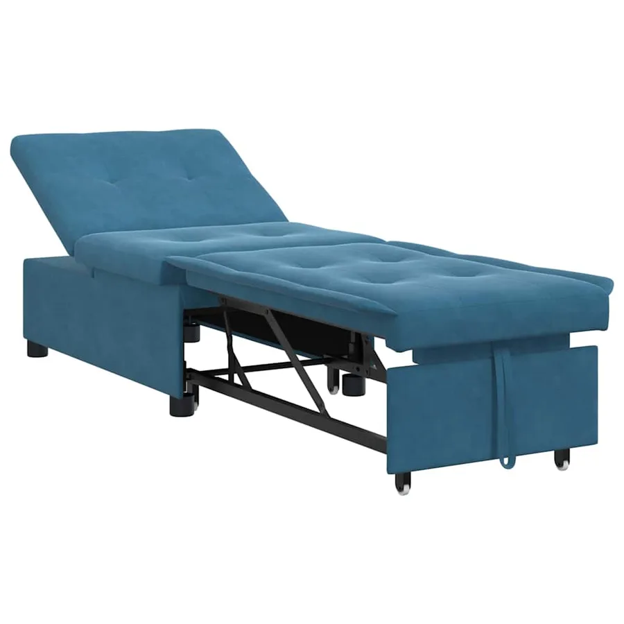 Canapé-Lit Bleu 194 x 67 x 82 cm Velours - 2