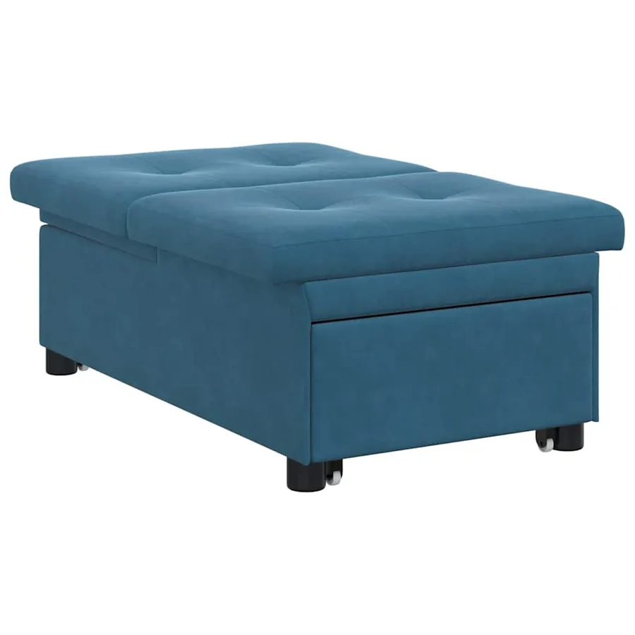 Canapé-Lit Bleu 194 x 67 x 82 cm Velours - 4