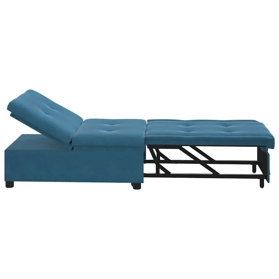 Canapé-Lit Bleu 194 x 67 x 82 cm Velours - 5