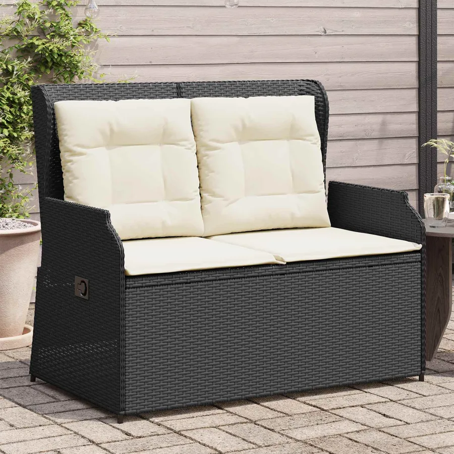 Banc de jardin Noir polyrotin - 3